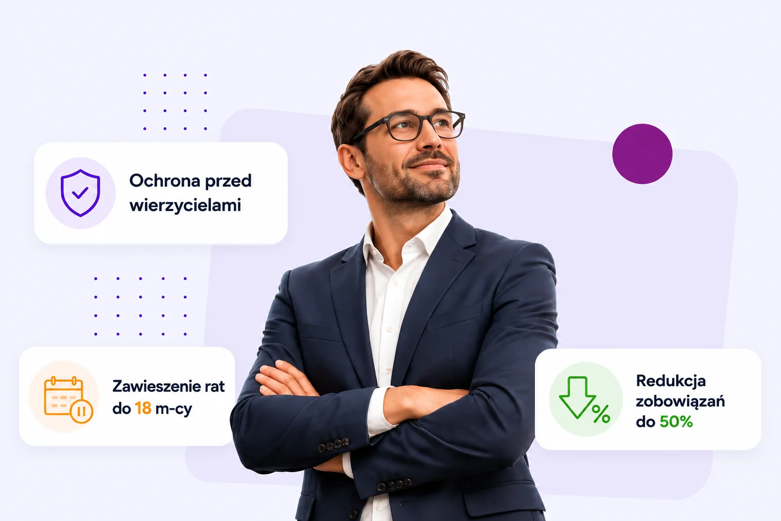 Doradca Solventia i przegląd korzyści: ochrona przed wierzycielami, zawieszenie rat do 18 miesięcy, redukcja zobowiązań do 50%